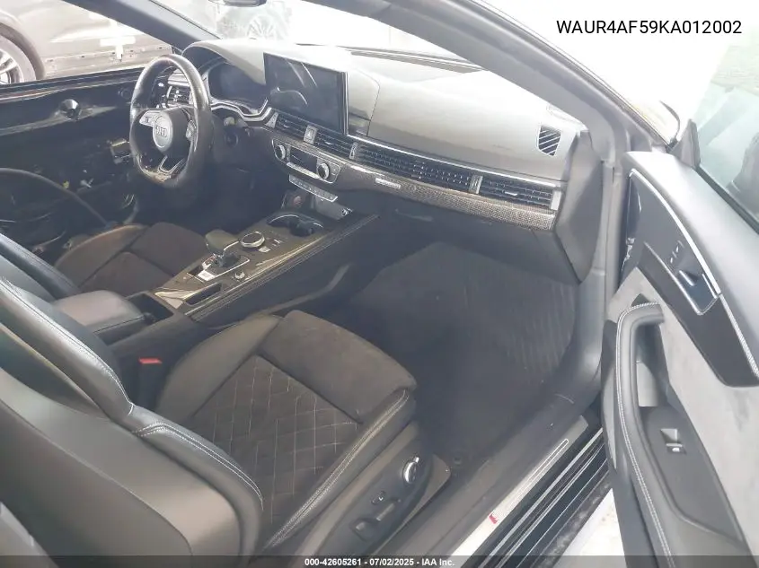 2019 Audi S5 3.0T Premium VIN: WAUR4AF59KA012002 Lot: 42605261