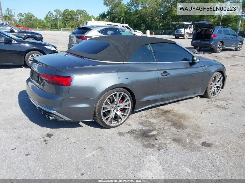2020 Audi S5 Cabriolet Prestige Tfsi Quattro Tiptronic VIN: WAUY4GF56LN002231 Lot: 42320270