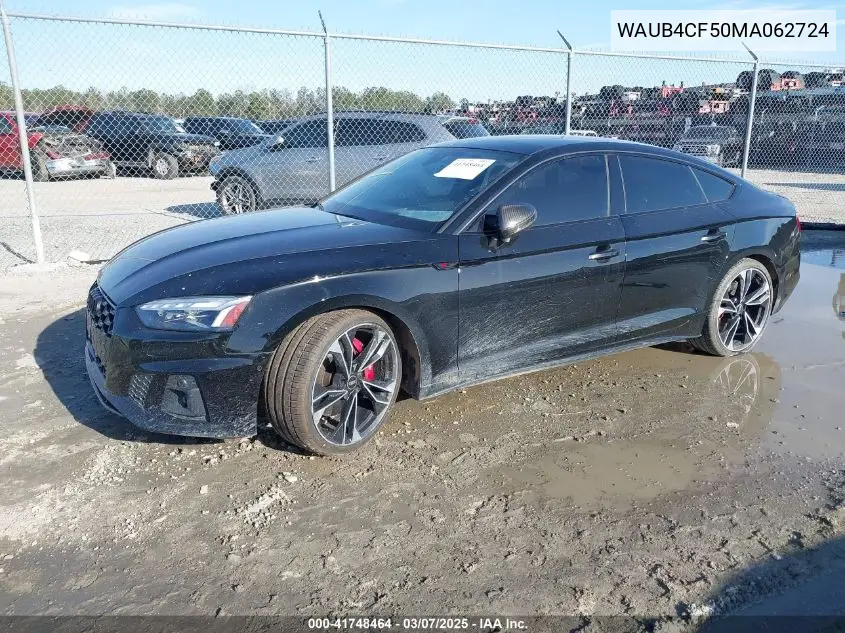 2021 Audi S5 Sportback Prestige Tfsi Quattro Tiptronic VIN: WAUB4CF50MA062724 Lot: 41748464