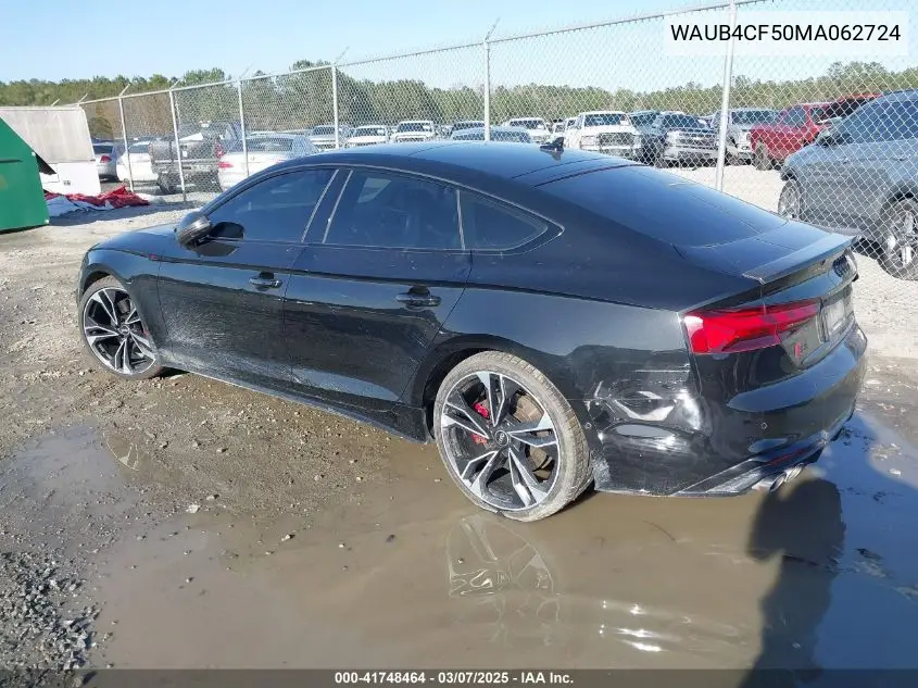 2021 Audi S5 Sportback Prestige Tfsi Quattro Tiptronic VIN: WAUB4CF50MA062724 Lot: 41748464