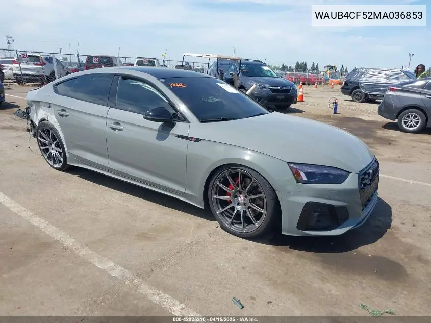 2021 Audi S5 Sportback Prestige VIN: WAUB4CF52MA036853 Lot: 42025310