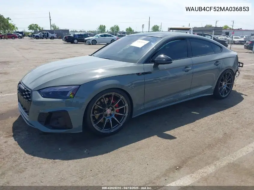 2021 Audi S5 Sportback Prestige VIN: WAUB4CF52MA036853 Lot: 42025310