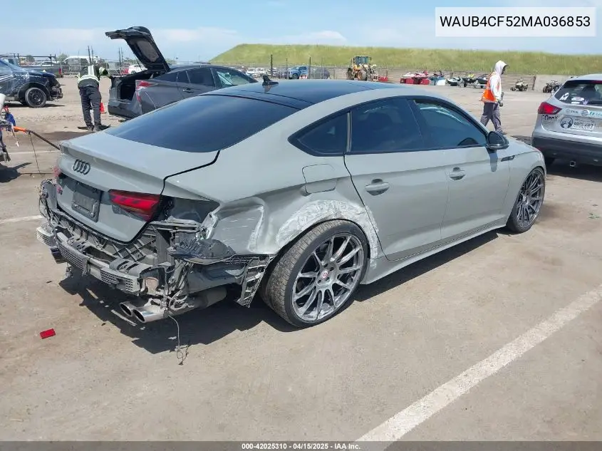 2021 Audi S5 Sportback Prestige VIN: WAUB4CF52MA036853 Lot: 42025310