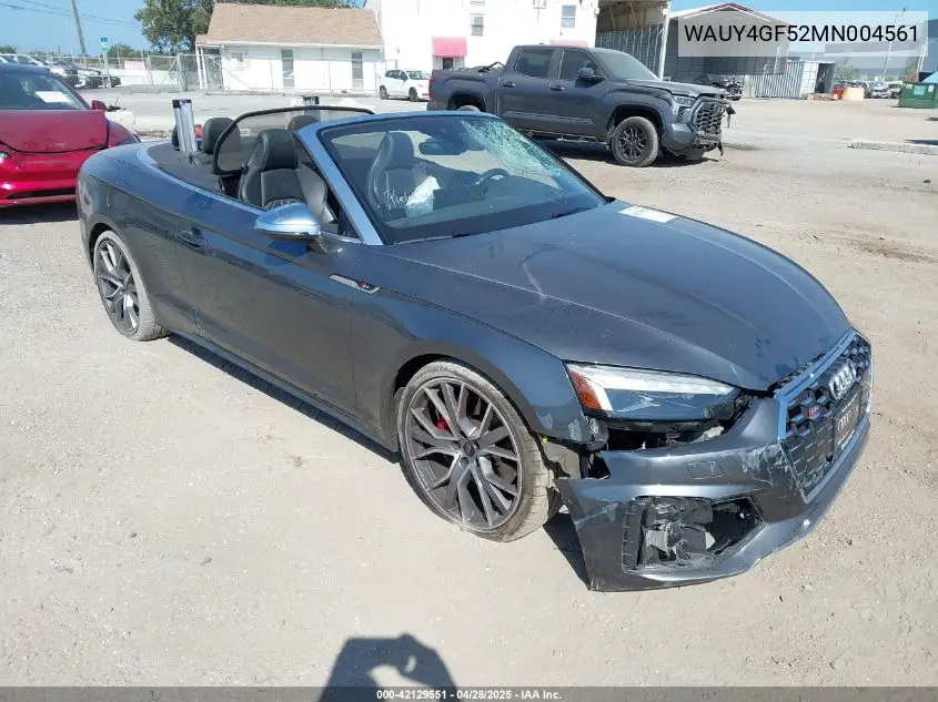 2021 Audi S5 Cabriolet Prestige Tfsi Quattro Tiptronic VIN: WAUY4GF52MN004561 Lot: 42129551