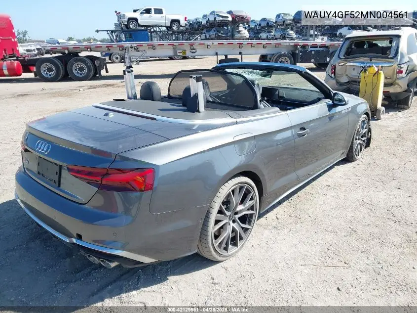 2021 Audi S5 Cabriolet Prestige Tfsi Quattro Tiptronic VIN: WAUY4GF52MN004561 Lot: 42129551