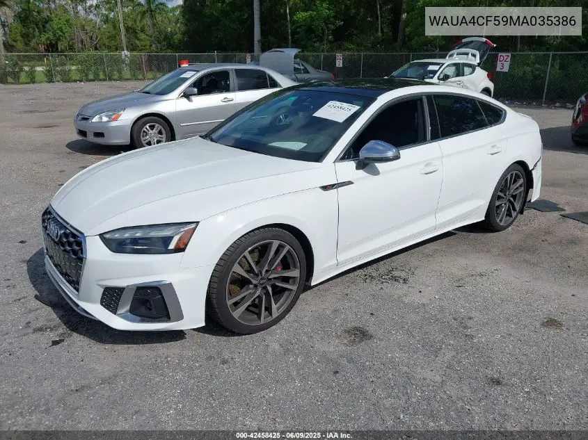 2021 Audi S5 Sportback Premium Tfsi Quattro Tiptronic VIN: WAUA4CF59MA035386 Lot: 42458425