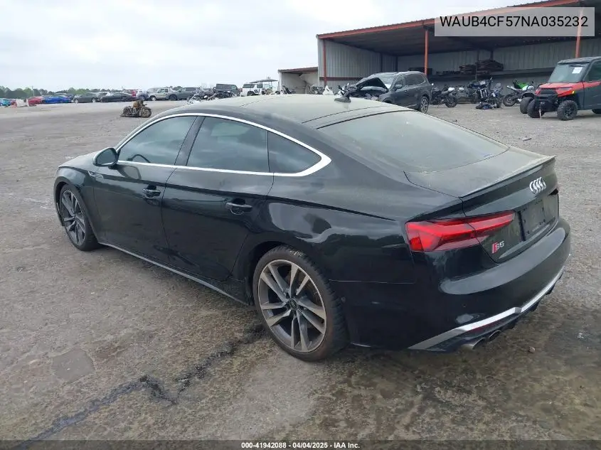 2022 Audi S5 Sportback Prestige Tfsi Quattro Tiptronic VIN: WAUB4CF57NA035232 Lot: 41942088