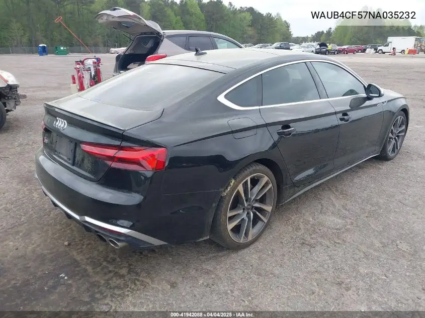 2022 Audi S5 Sportback Prestige Tfsi Quattro Tiptronic VIN: WAUB4CF57NA035232 Lot: 41942088