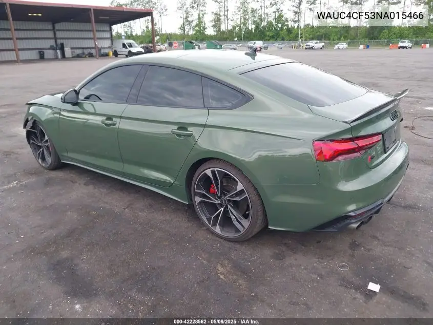2022 Audi S5 Sportback Premium Plus Tfsi Quattro Tiptronic VIN: WAUC4CF53NA015466 Lot: 42228562