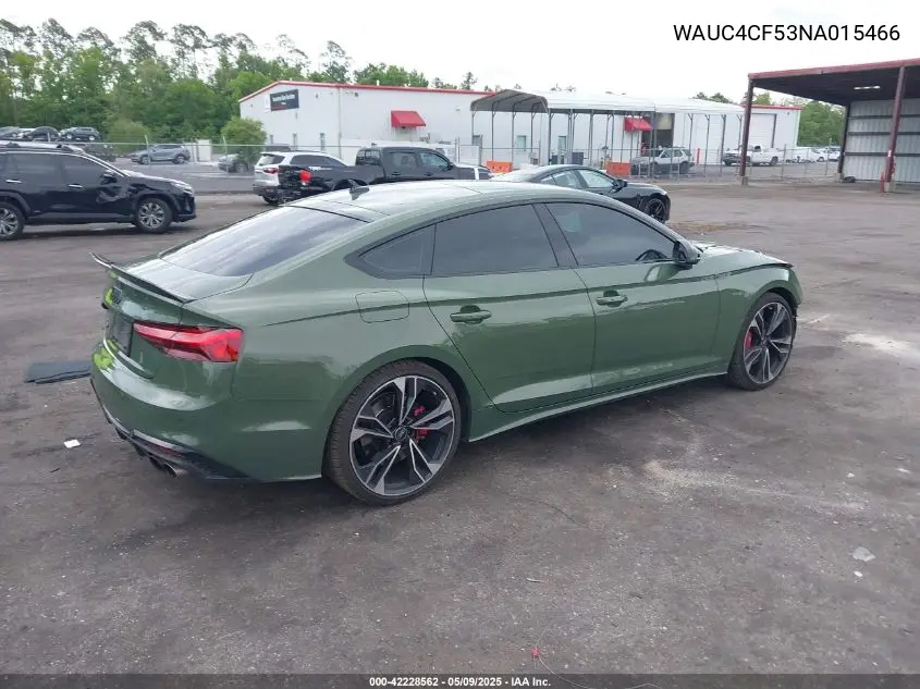 2022 Audi S5 Sportback Premium Plus Tfsi Quattro Tiptronic VIN: WAUC4CF53NA015466 Lot: 42228562