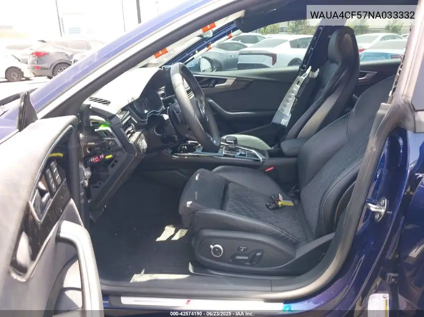 2022 Audi S5 Sportback Premium Tfsi Quattro Tiptronic VIN: WAUA4CF57NA033332 Lot: 42574190