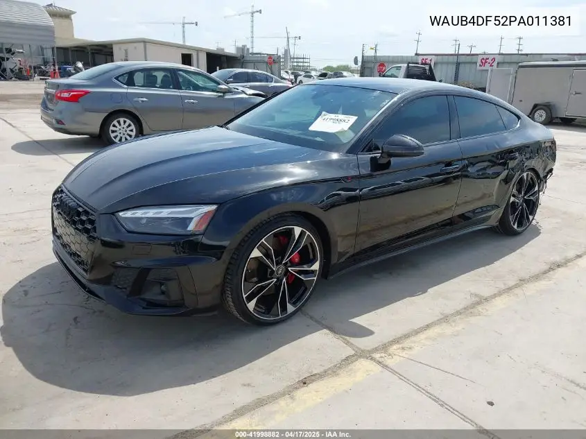 2023 Audi S5 Sportback Prestige Tfsi Quattro Tiptronic VIN: WAUB4DF52PA011381 Lot: 41998882