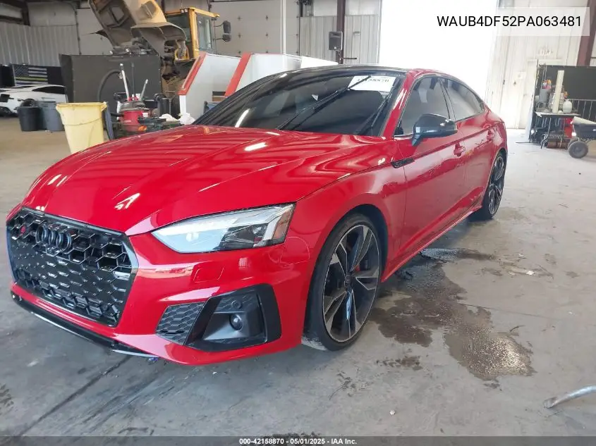 2023 Audi S5 Sportback Prestige Tfsi Quattro Tiptronic VIN: WAUB4DF52PA063481 Lot: 42158870