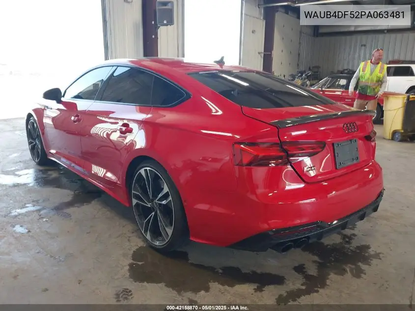 2023 Audi S5 Sportback Prestige Tfsi Quattro Tiptronic VIN: WAUB4DF52PA063481 Lot: 42158870