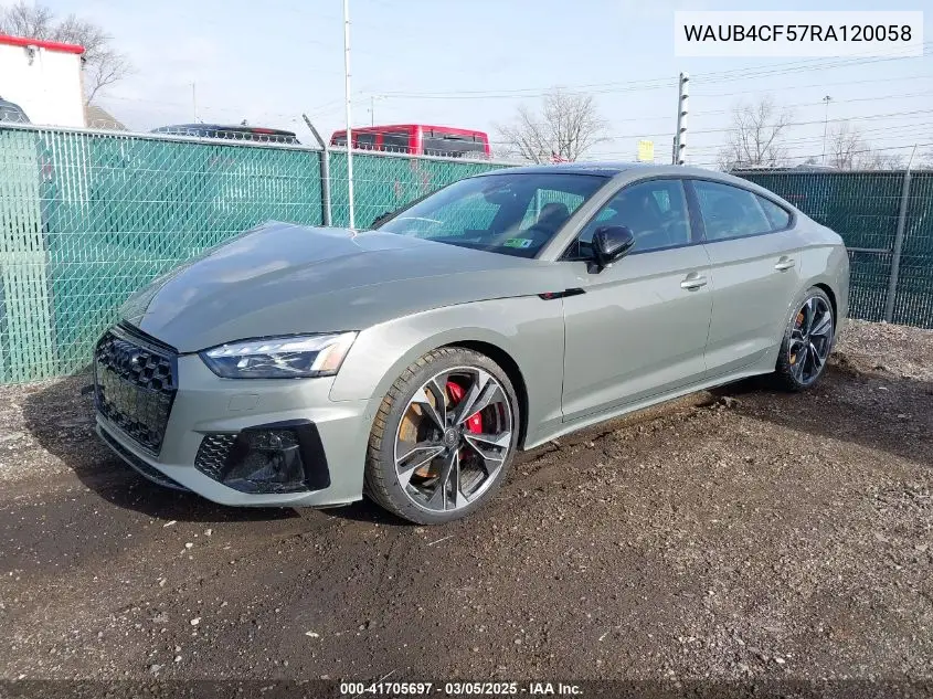 2024 Audi S5 Sportback Prestige Tfsi Quattro Tiptronic VIN: WAUB4CF57RA120058 Lot: 41705697