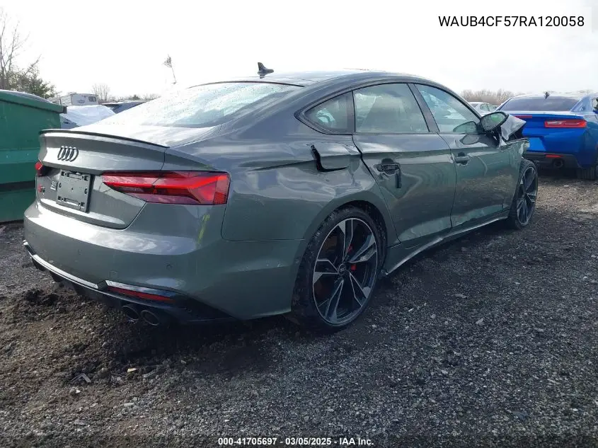 2024 Audi S5 Sportback Prestige Tfsi Quattro Tiptronic VIN: WAUB4CF57RA120058 Lot: 41705697