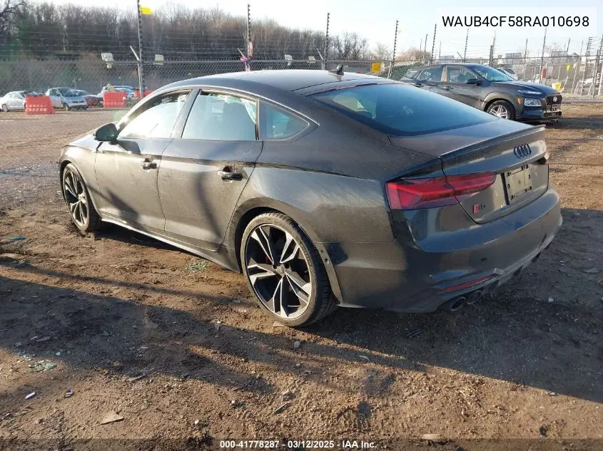 2024 Audi S5 Sportback Prestige Tfsi Quattro Tiptronic VIN: WAUB4CF58RA010698 Lot: 41778287