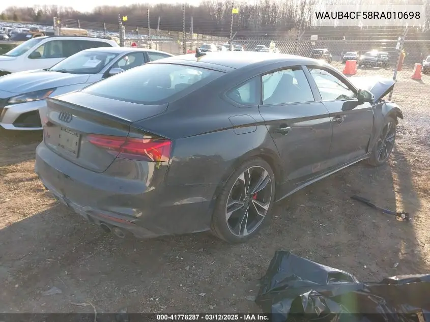 2024 Audi S5 Sportback Prestige Tfsi Quattro Tiptronic VIN: WAUB4CF58RA010698 Lot: 41778287