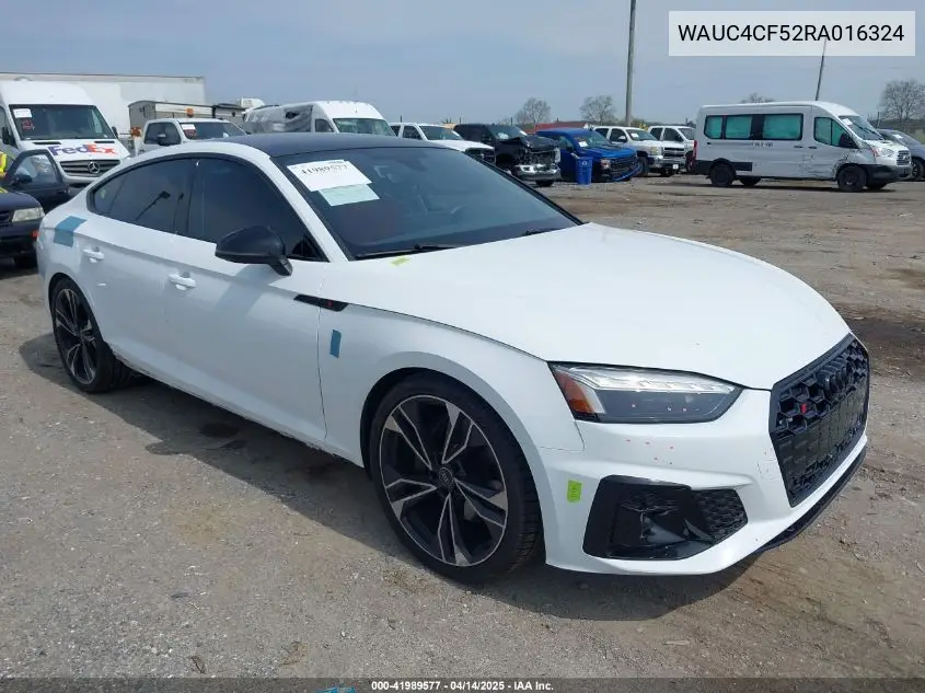 2024 Audi S5 Sportback Premium Plus Tfsi Quattro Tiptronic VIN: WAUC4CF52RA016324 Lot: 41989577
