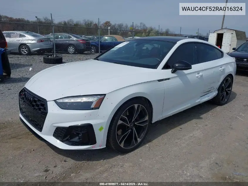 2024 Audi S5 Sportback Premium Plus Tfsi Quattro Tiptronic VIN: WAUC4CF52RA016324 Lot: 41989577