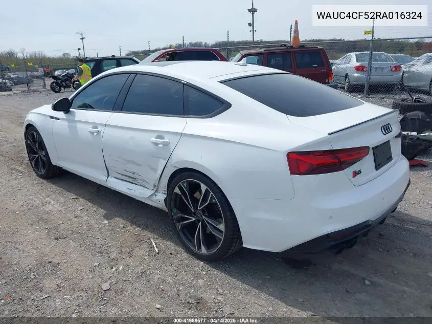 2024 Audi S5 Sportback Premium Plus Tfsi Quattro Tiptronic VIN: WAUC4CF52RA016324 Lot: 41989577