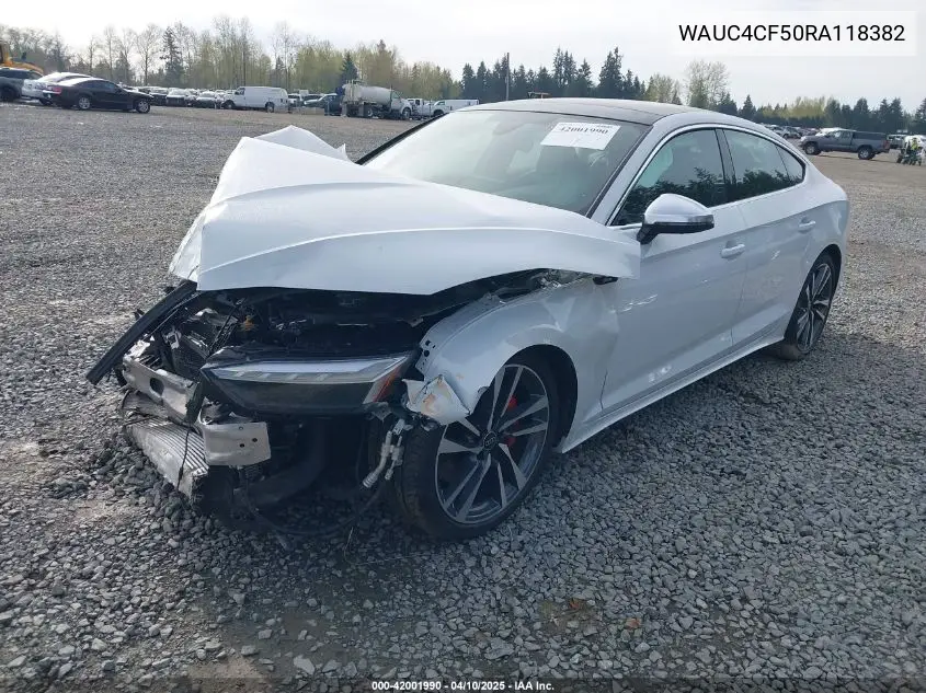 2024 Audi S5 Sportback Premium Plus Tfsi Quattro Tiptronic VIN: WAUC4CF50RA118382 Lot: 42001990