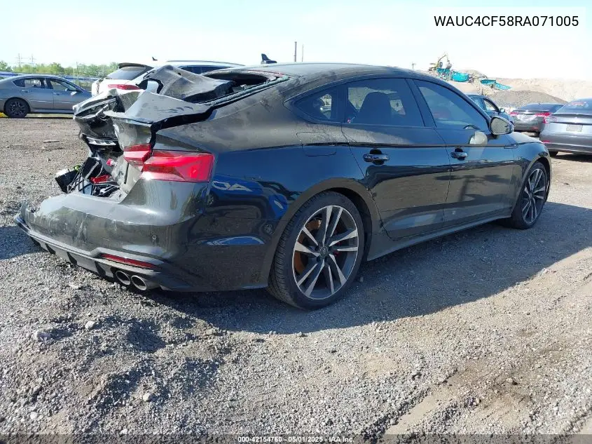 2024 Audi S5 Sportback Premium Plus Tfsi Quattro Tiptronic VIN: WAUC4CF58RA071005 Lot: 42154760