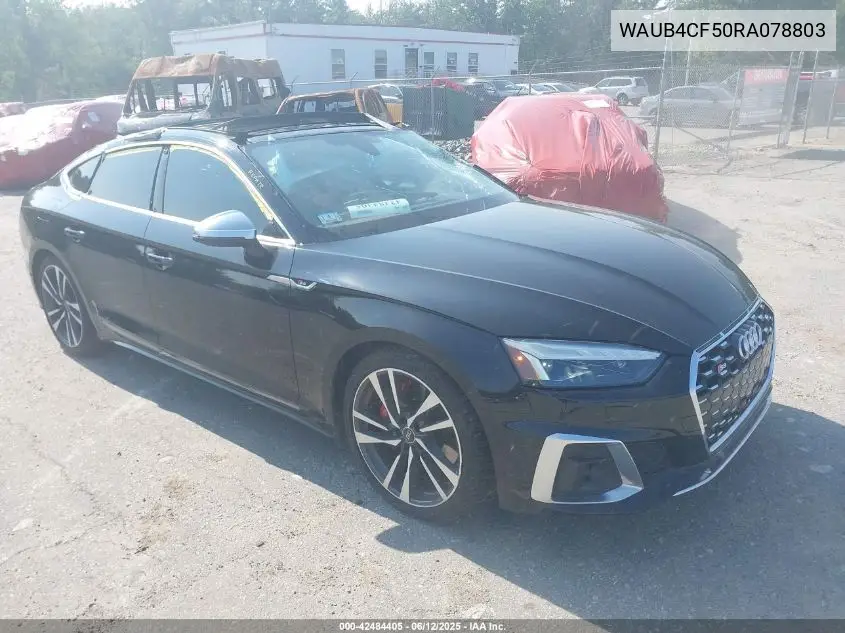 2024 Audi S5 Sportback Prestige Tfsi Quattro Tiptronic VIN: WAUB4CF50RA078803 Lot: 42484405
