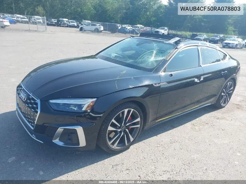 2024 Audi S5 Sportback Prestige Tfsi Quattro Tiptronic VIN: WAUB4CF50RA078803 Lot: 42484405