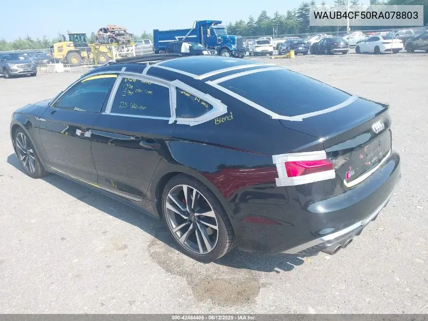 2024 Audi S5 Sportback Prestige Tfsi Quattro Tiptronic VIN: WAUB4CF50RA078803 Lot: 42484405