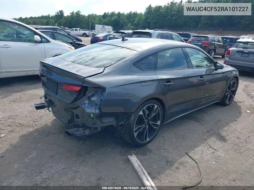 2024 Audi S5 Sportback Premium Plus Tfsi Quattro Tiptronic VIN: WAUC4CF52RA101227 Lot: 42519428