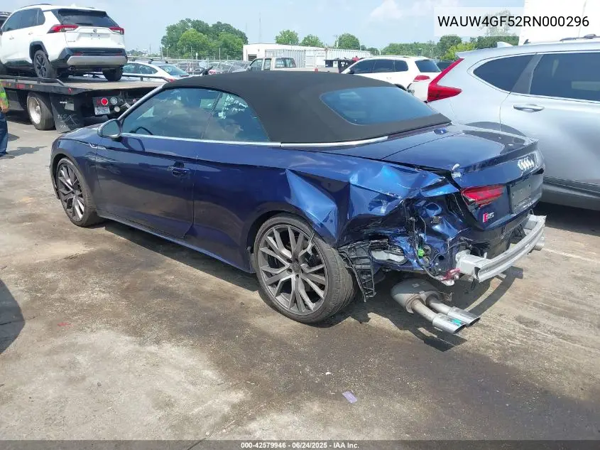 2024 Audi S5 Cabriolet Premium Plus Tfsi Quattro Tiptronic VIN: WAUW4GF52RN000296 Lot: 42579946