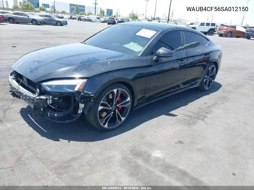 2025 Audi S5 Sportback Premium Tfsi Quattro Tiptronic VIN: WAUB4CF56SA012150 Lot: 42555512