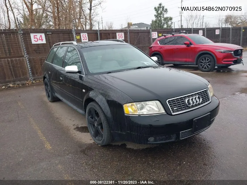 2002 Audi S6 Avant VIN: WAUXU54B62N070925 Lot: 38122381