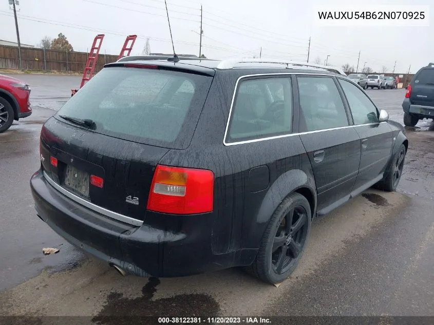 2002 Audi S6 Avant VIN: WAUXU54B62N070925 Lot: 38122381