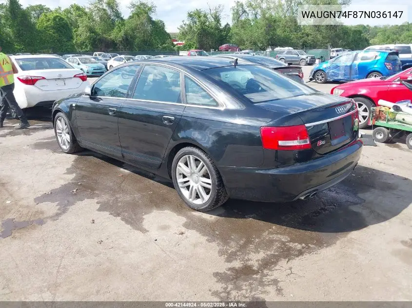 2007 Audi S6 5.2 VIN: WAUGN74F87N036147 Lot: 42144924