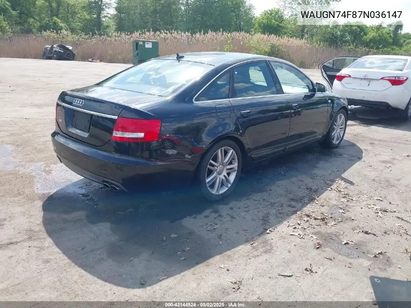 2007 Audi S6 5.2 VIN: WAUGN74F87N036147 Lot: 42144924