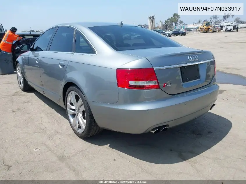 2007 Audi S6 5.2 VIN: WAUGN94F07N033917 Lot: 42504843