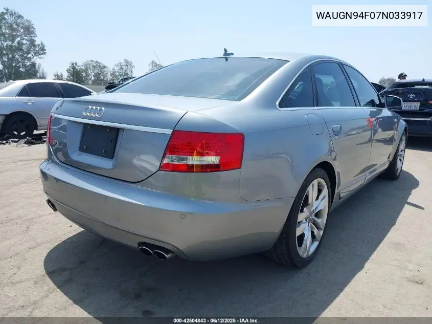 2007 Audi S6 5.2 VIN: WAUGN94F07N033917 Lot: 42504843