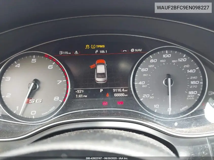 2014 Audi S6 4.0T Prestige VIN: WAUF2BFC9EN098227 Lot: 42622167