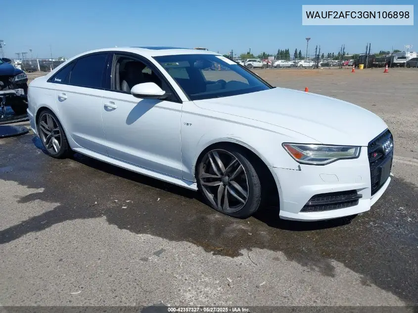 2016 Audi S6 4.0T Premium Plus VIN: WAUF2AFC3GN106898 Lot: 42357327
