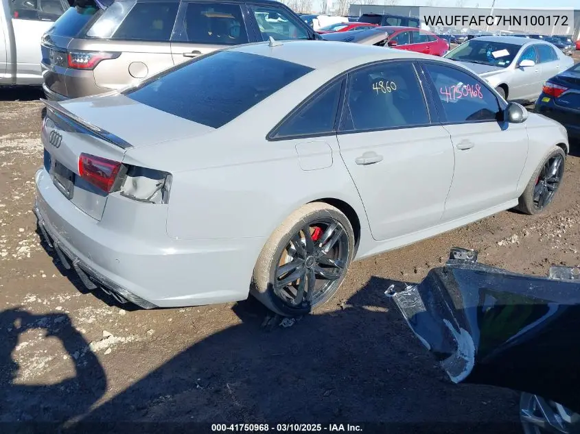 2017 Audi S6 4.0T Premium Plus VIN: WAUFFAFC7HN100172 Lot: 41750968