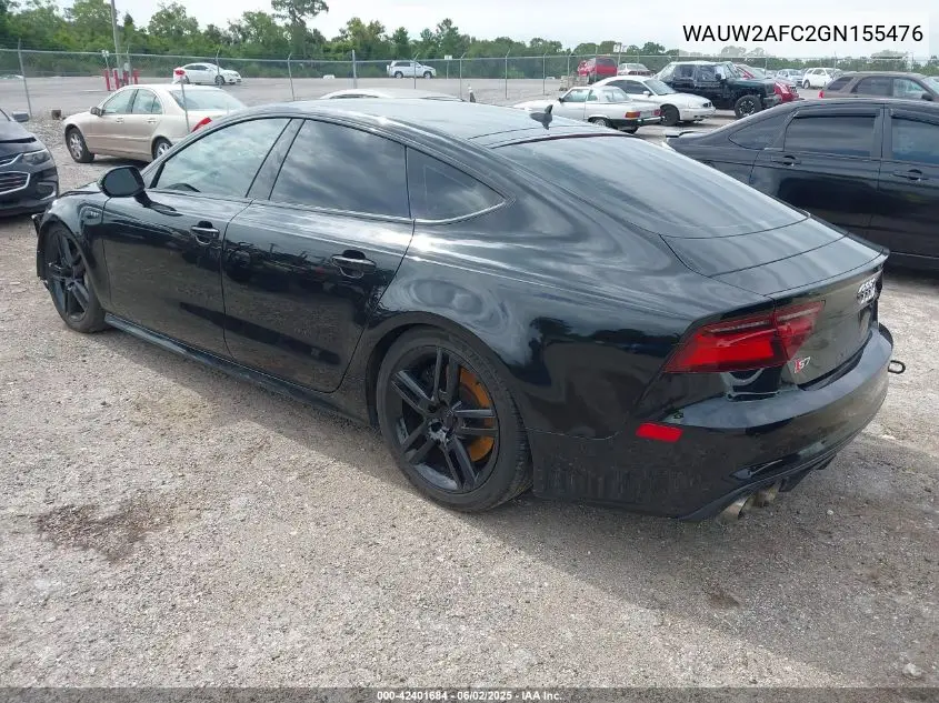 2016 Audi S7 4.0T VIN: WAUW2AFC2GN155476 Lot: 42401684