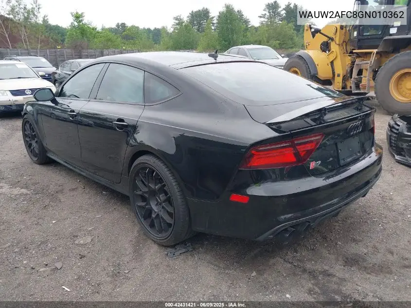 2016 Audi S7 4.0T VIN: WAUW2AFC8GN010362 Lot: 42431421