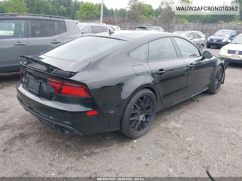 2016 Audi S7 4.0T VIN: WAUW2AFC8GN010362 Lot: 42431421