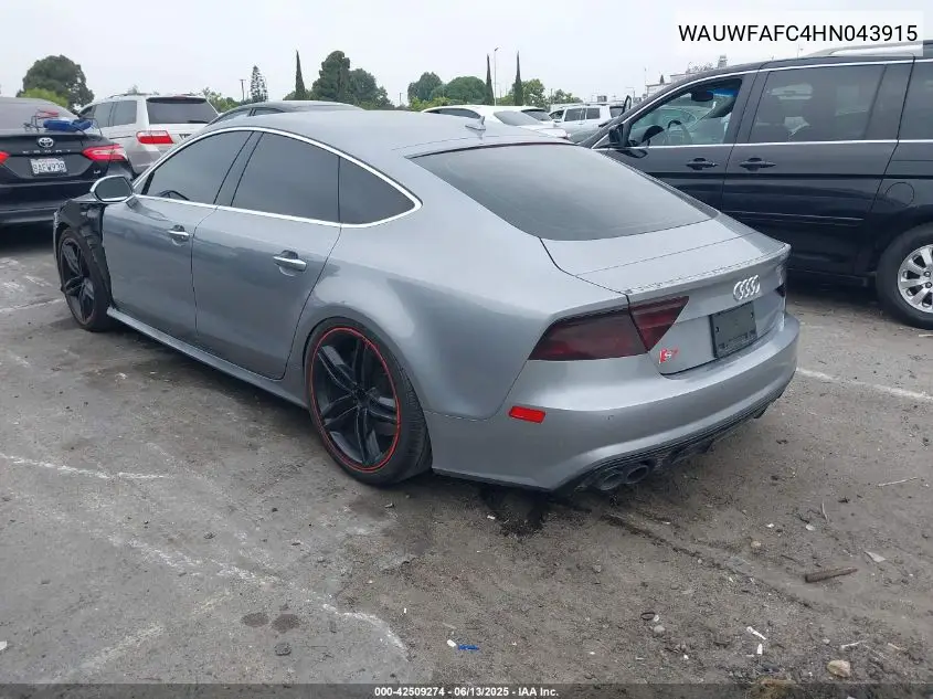 2017 Audi S7 4.0T Premium Plus VIN: WAUWFAFC4HN043915 Lot: 42509274