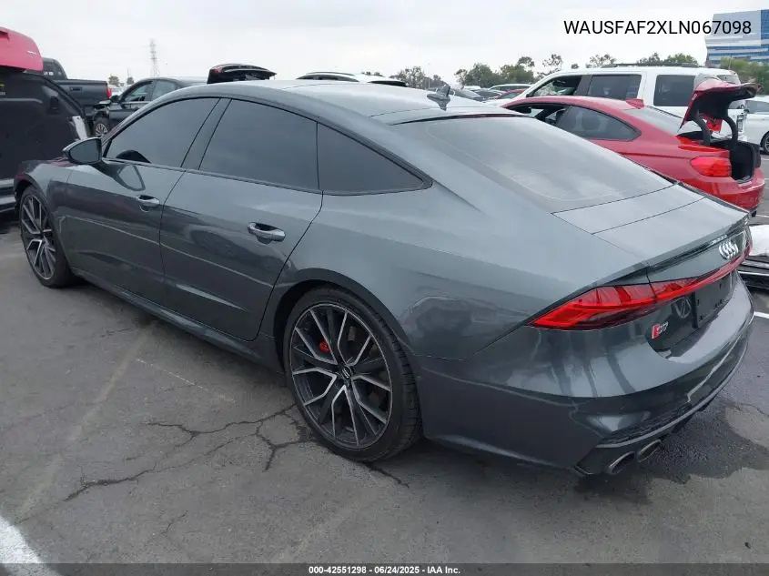 2020 Audi S7 Sportback Prestige Tfsi Quattro Tiptronic VIN: WAUSFAF2XLN067098 Lot: 42551298