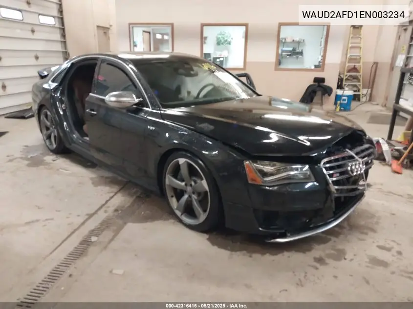 2014 Audi S8 4.0T VIN: WAUD2AFD1EN003234 Lot: 42316416