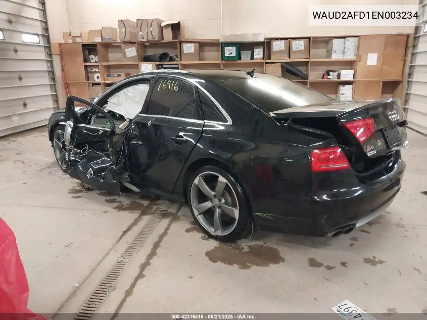 2014 Audi S8 4.0T VIN: WAUD2AFD1EN003234 Lot: 42316416