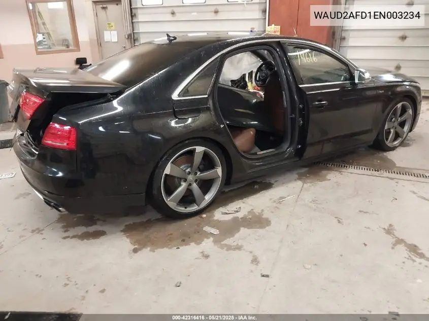 2014 Audi S8 4.0T VIN: WAUD2AFD1EN003234 Lot: 42316416
